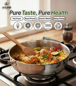 Luxury 6-Piece 18/10 Stainless Steel Shallow <b>Pot</b> <b>Set</b> with Silicone-Edged Lids and Silicone-Wrapped Handles - Product Image 6