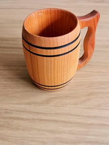 Wooden Beverage <b>Cup</b> with Handle Elegant Bamboo Comfortable Hot Drink Serving From India Exporter At Low Price - Product Image 3