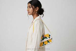 Bolso de Hombro Boho para Mujer con Forro de Algodón y Cuentas, Diseño de Limones Amarillos, Bonito Bolso Cuadrado con Solapa, Capacidad de 1L, para Halloween o Cumpleaños - Product Image 5