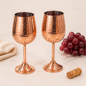 Copa de Vino de Cobre Martillado de Primera Calidad al por Mayor, Irrompible, Ecológica, Tipo Cáliz Real para Champán y Cócteles - Product Image 4