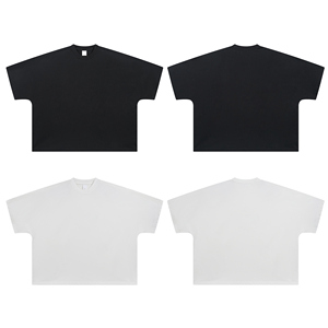 T-shirts tricotés surdimensionnés pour hommes 100 % coton de haute qualité 2025, coupe courte, 275 GSM, blanc uni, personnalisables avec logo, épaules tombantes - Product Image 3