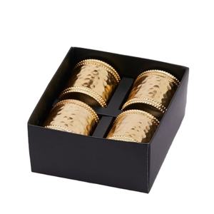 Juego de 4 servilleteros de latón antiguo, servilleteros Vintage de metal de madera de diseño, artículos desechables para cena de boda - Product Image 1