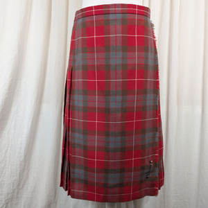 กระโปรงกิ๊ลท์ลายสก็อตแบบดั้งเดิมสีแดงซีดจาง ผ้าขนสัตว์ 100% จับจีบสำหรับผู้หญิง - Product Image 1