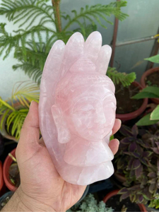 Estatua de Cabeza de Buda de Cuarzo Rosa Tallada a Mano, Escultura de Cristal Curativa, Fabricante OEM ODM, Ecológica, Feng Shui - Product Image 2