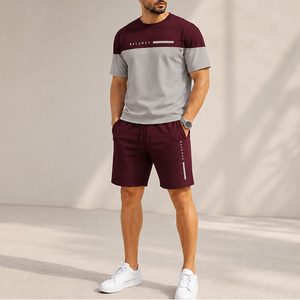Conjunto de Ropa Deportiva para Hombre, Personalizado, Transpirable, para Gimnasio, Verano, Corte Holgado, Informal, Pantalones Cortos y Camiseta, Combinación de Colores - Product Image 2