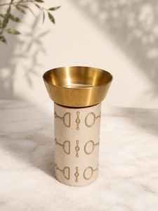 Quemador de incienso cilíndrico de tela con estampado de bocado ecuestre, con plato de carbón de acero inoxidable para resina de incienso Oud - Product Image 2