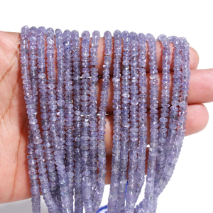 Cuentas Rondelle de tanzanita suave de 5mm de calidad, piedras preciosas naturales genuinas - Product Image 1