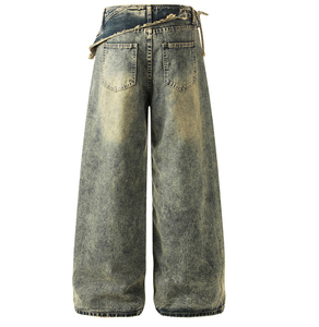 Jeans en denim coupe droite pour homme, qualité luxe, délavé, coupe décontractée, vente en gros - Product Image 3