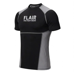 Flair Men's <b>Long</b> <b>Sleeve</b> <b>Compression</b> <b>Shirt</b> Black O-Neck Knitted Polyester Quick Dry Sporty Fit - Product Image 5