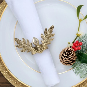 Leaf Shape Brass Napkin Ring 5 Cm Classic Design for Christmas Table Decoration - Product Image 1