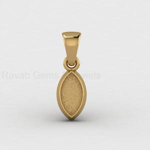 Handmade Solid 925 Silver 14K Gold 7x14mm Marquise Shape Blank Bezel Cup Charm Pendant Cabochon Setting <b>for</b> DIY Keepsake Jewelry - Product Image 5