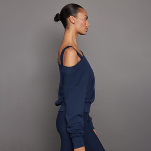 Women Stylish <b>Off</b> <b>Shoulder</b> Sweat Shirt Cozy <b>Long</b> <b>Sleeve</b> Pullover Cotton Blend Casual Loose Winter Fashion <b>Top</b> Private Label - Product Image 3