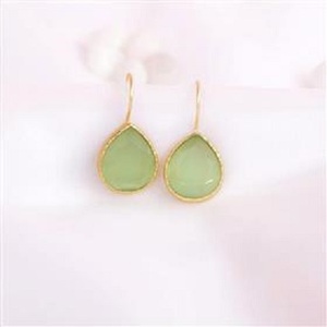 GREEN MONALISA PEAR SHAPE GEMSTONE 925 STERLING <b>SILVER</b> <b>DANGLE</b> <b>EARRINGS</b> GREEN MONALISA GEMSTONE <b>EARRINGS</b> - Product Image 6