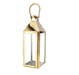 Modern Selling Metal & Glass <b>Lantern</b> With Shiny <b>Gold</b> Finish Metal Candle <b>Lanterns</b> for Outdoor & Home Decor Customized - Product Image 1