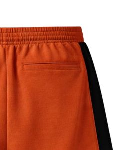 Shorts décontractés pour hommes en jersey orange mat et noir, en coton et polyester, avec cordon de serrage et taille élastique, pour la gym et le sport, fournisseur OEM - Product Image 5