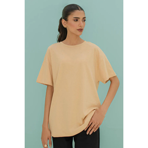T-shirt pour femme, coupe classique, col rond, manches courtes, 100% coton jersey, couleur unie, respirant, 240g, vêtements d'été - Product Image 5