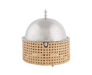 Ensemble chauffe-plats de buffet en acier inoxydable martelé, plat rond avec couvercle, style arabe, pour service traiteur - Product Image 3