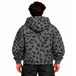 Sweat-shirt à capuche oversize en molleton marron chocolat à imprimé léopard, avec poche kangourou et cordon de serrage, style streetwear décontracté - Product Image 2