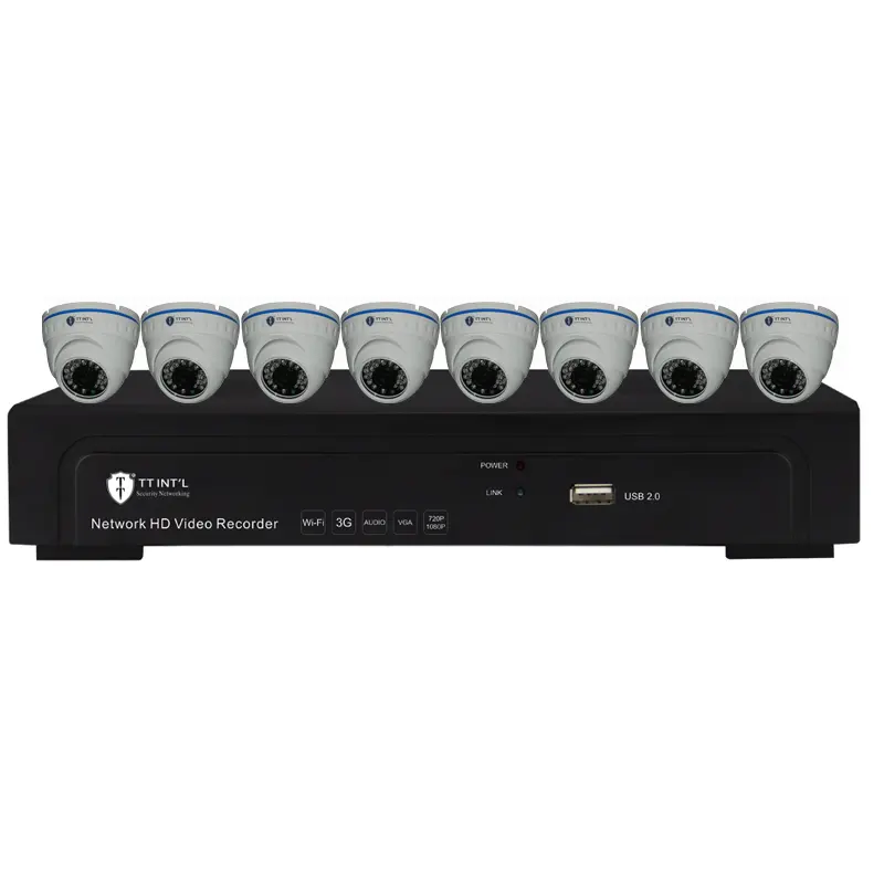 Harga Pabrik Kamera Pengawas Tahan Air 1080P AHD CCTV DVR KIT 8CH dengan Kabel Jaringan dan Catu Daya Termasuk