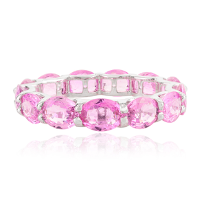 Anillo de Eternidad de Constelación con Zafiro Rosa de 4.96 Quilates en Oro Sólido de 14K - Product Image 2