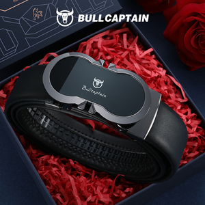 Cinturón de Cuero Duradero y Popular BULLCAPTAIN para Hombre, Cinturón de Cuero Dividido con Hebilla Automática de Aleación, Estilo Casual a la Moda, con Logotipo Personalizable - Product Image 1