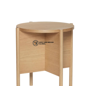 <b>Round</b> Solid Wood Corner Bedside Table Minimalist Scandinavian end table with Curved Design & Open Storage Modern Wooden - Product Image 4