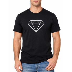 Camiseta clásica para hombre con gráfico geométrico de diamantes |   Camisa Casual Negra Premium |   Top Minimalista con Icono Estilo Streetwear - Product Image 1