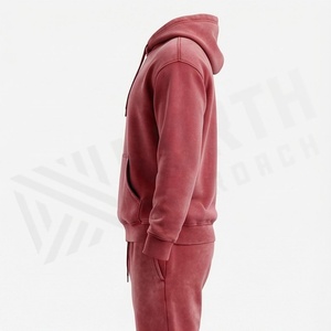 Survêtement à capuche pour homme, couleur unie, manches longues, décontracté, 100 % coton, poids moyen, respirant, fermeture à cordon, coupe classique - Product Image 3