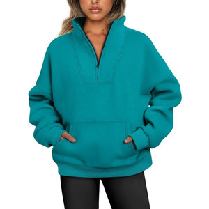 Pull-over femme Wearpex à col zippé (¼ ou ½ zip) – Broderie personnalisée en gros, écusson, épaules tombantes, polaire écologique - Product Image 5