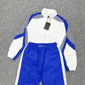 Ensemble de survêtement streetwear deux pièces en nylon froissé : veste coupe-vent et pantalon de jogging - Product Image 1