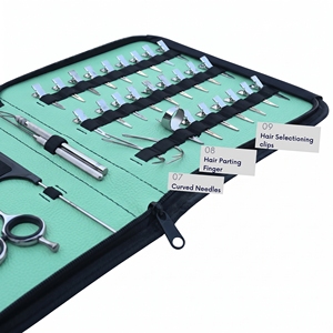 Kit d'outils d'installation d'extensions capillaires avec pinces à micro-anneaux, aiguille courbée pour la séparation des mèches, pinces de sectionnement et peigne à queue - Product Image 5