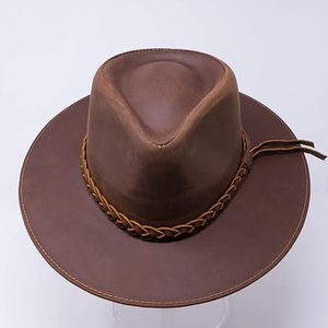 Genuine Leather Biker Cap Casual Flat Top <b>Hat</b> Full Grain Leather Travel Outdoor Unisex All Seasons High Quality - Product Image 1