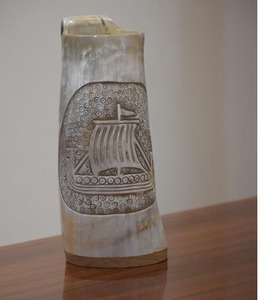 Handmade Viking Drinking Horn Beer Mug Natural Ox Horn Rustic Medieval Norse Ale <b>Cup</b> Barware Gift - Product Image 1