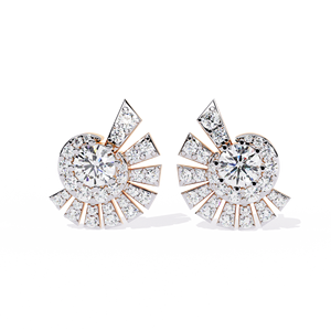 Pendientes de Diamantes Cultivados en Laboratorio, Corte Brillante Redondo, Certificados por IGI, Diseño Halo Sunburst para Mujer - Product Image 4