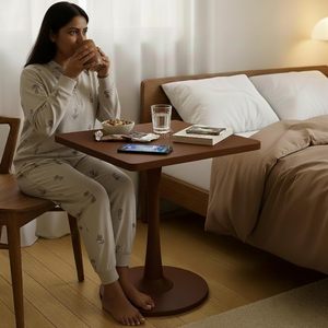 Square Wooden Pedestal <b>Table</b>, Accent Bedside <b>Table</b>, Modern Coffee End <b>Table</b> for Living Room, Bedroom and <b>Balcony</b> - Product Image 1