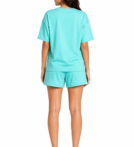 Conjunto de camiseta y pantalones cortos de color para mujer, ropa informal de dos piezas para verano, tela suave y cómoda, transpirable - Product Image 2