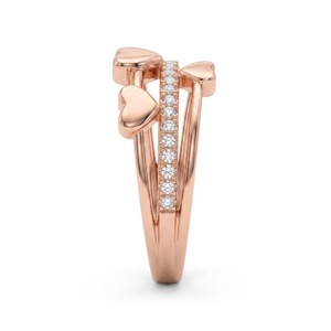Bague en platine PT950 pour femme avec diamant en forme de cœur, diamants naturels taille brillant ronde couleur G, style romantique pour fiançailles - Product Image 2