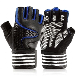 Gants de musculation en cuir de haute qualité, demi-doigts, respirants, compatibles écran tactile, antidérapants, avec enveloppement de poignet, pour le fitness - Product Image 1