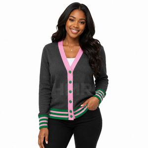 HMR Sorority Greek Apparel Winter Solid Embroidery Women's Vintage University Sisterhood <b>Cardigan</b> <b>Sweater</b> Women V-Neck - Product Image 1