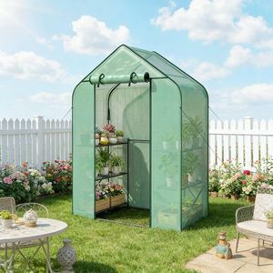 Grande Serra da Giardino Moderna Pop-up in Acciaio Zincato con Telaio in Legno/Acciaio e Materiale in PVC/Vetro per la Crescita delle Piante all'Aperto - Product Image 1