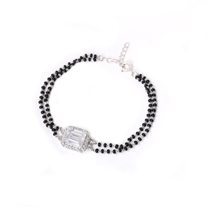 925 Silver Black <b>Bead</b> <b>Bracelet</b> with Cubic Zirconia Women's Gift Daily Wear Jewelry Unisex Women <b>Bracelets</b> Jewelry Unisex Women - Product Image 1