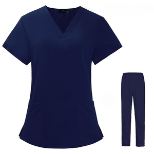 Tenues Médicales Tendance Été pour Femmes et Hommes – Ensembles Blouse et Pantalon d'Infirmière Col V Extensibles 4 Directions en Polyester Spandex Tricoté pour Hôpital - Product Image 4