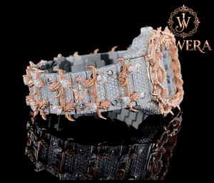 Reloj Mossinate de Lujo en Aleación de Acero Inoxidable Plateado con Diamantes Genuinos, Esfera de Cristal de Alta Calidad, Movimiento Mecánico, Estilo Hip Hop - Product Image 1