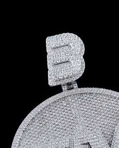 Iced Out TM Letter Moissanite Pendant 925 Silver Round Micro Paved Hip Hop Bling <b>Charm</b> - Product Image 6