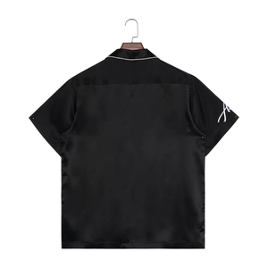 Chemise décontractée à manches courtes en soie de haute qualité, coupe ajustée, design personnalisé, color-block, respirante pour l'été, pour hommes - Product Image 5