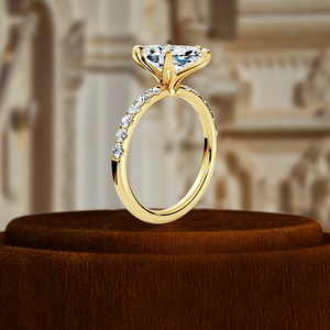 Anillo de compromiso solitario de oro blanco macizo de 14K con diamante de laboratorio de 1.5CT, corte marquesa, engaste de 6 puntas, pavé, para aniversario - Product Image 6
