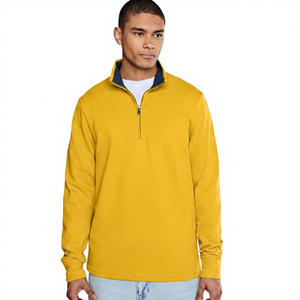 OEM Wholesale Top Trending Sweatshirt Men's <b>Shirt</b> Quarter <b>Zip</b> Fleece Pullover Regular Fit Solid Color Casual Sweatshirt - Product Image 3
