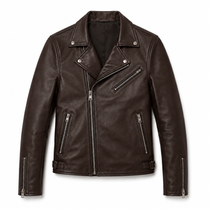 <b>Men's</b> Coated Vintage Genuine Leather Stand Collar Zipper Motorcycle <b>Jacket</b> Windproof Winter Outerwear OEM ODM Custom Logo - Product Image 3