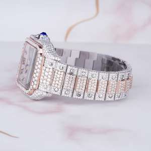 <b>Iced</b> <b>Out</b> Luxury Gold Customized Hip Hop Men Moissanite Pure Diamond Square Quartz Movement 5mm Glass Wrist <b>Watch</b> for Man Gift - Product Image 2