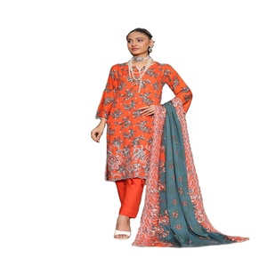 Vestido de mujer paquistaní Salwar Kameez Trajes de 3 piezas de marca con impresión digital de Dr Haris Vol KINARA Ropa de India y Pakistán - Product Image 1